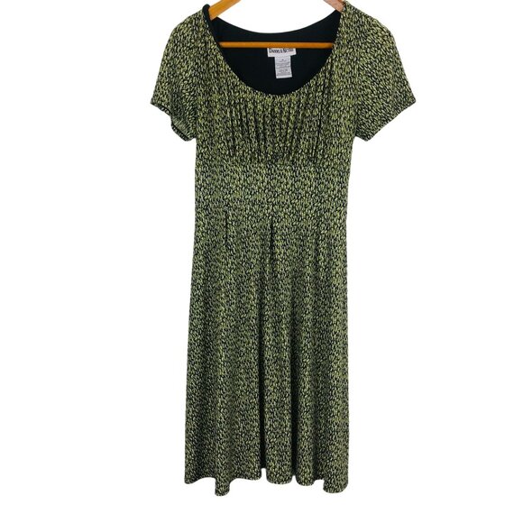 Danny & Nicole Women's Short Sleeve Fit & Flare Dress Sz 14 Pleated Tie Waist - Picture 1 of 7